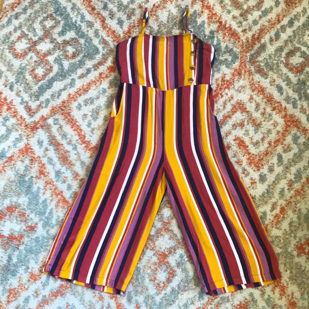 Xhilararion striped wide leg cropped jumpsuit